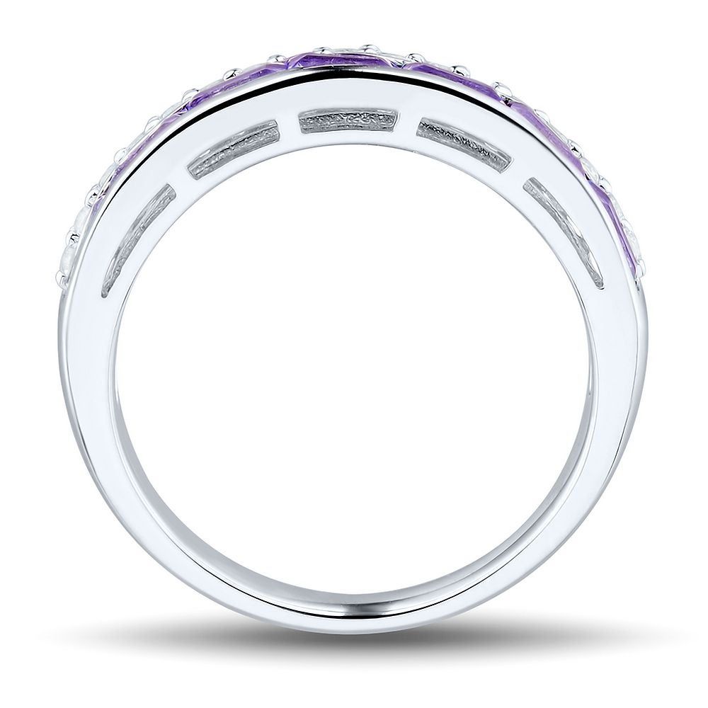 Amethyst & Lab-Created White Sapphire Stack Ring Sterling Silver