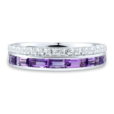 Amethyst & Lab-Created White Sapphire Stack Ring Sterling Silver