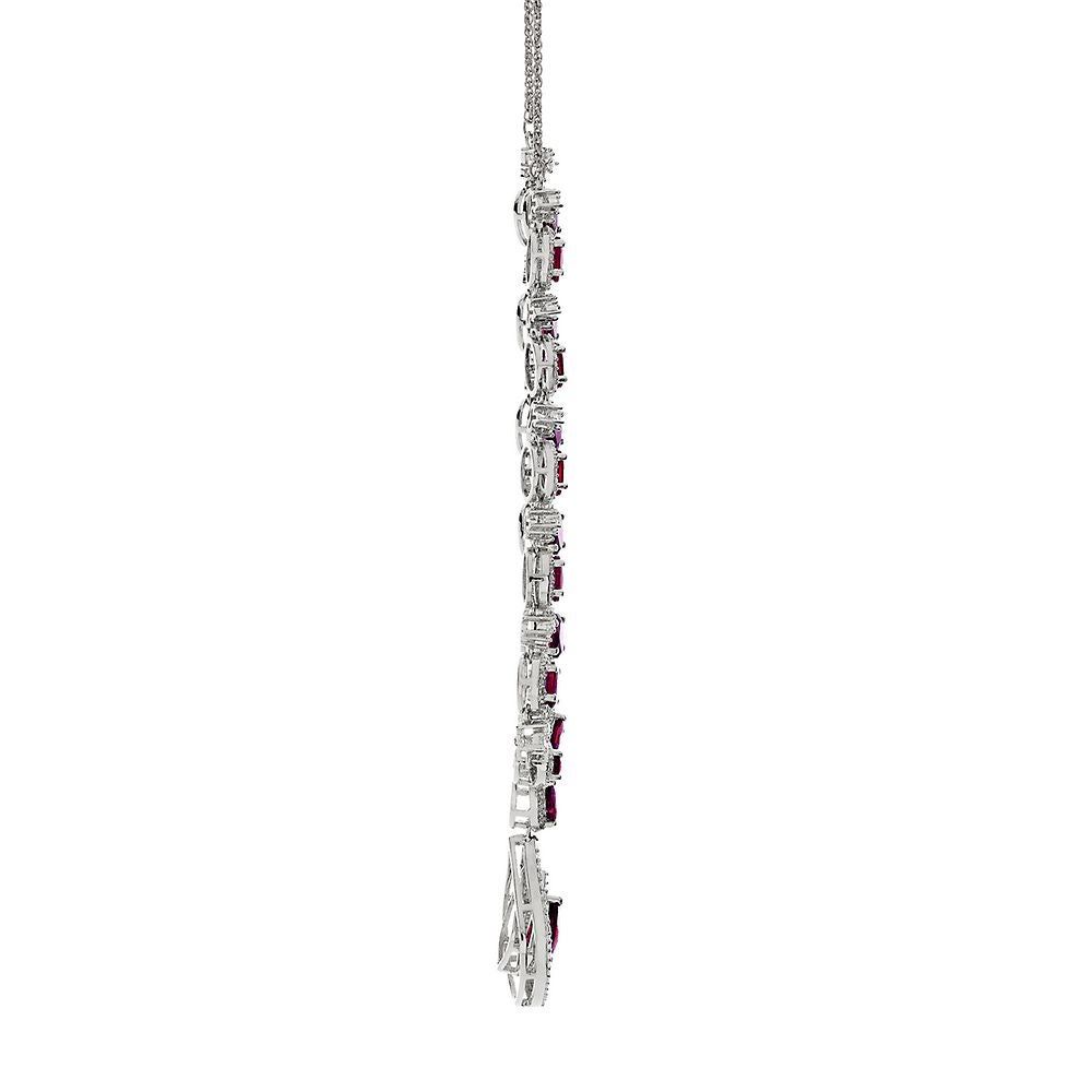Lab-Created Ruby & Lab-Created White Sapphire Drop Pendant in Sterling Silver