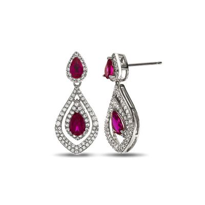 Lab-Created Ruby Earrings in Sterling Silver
