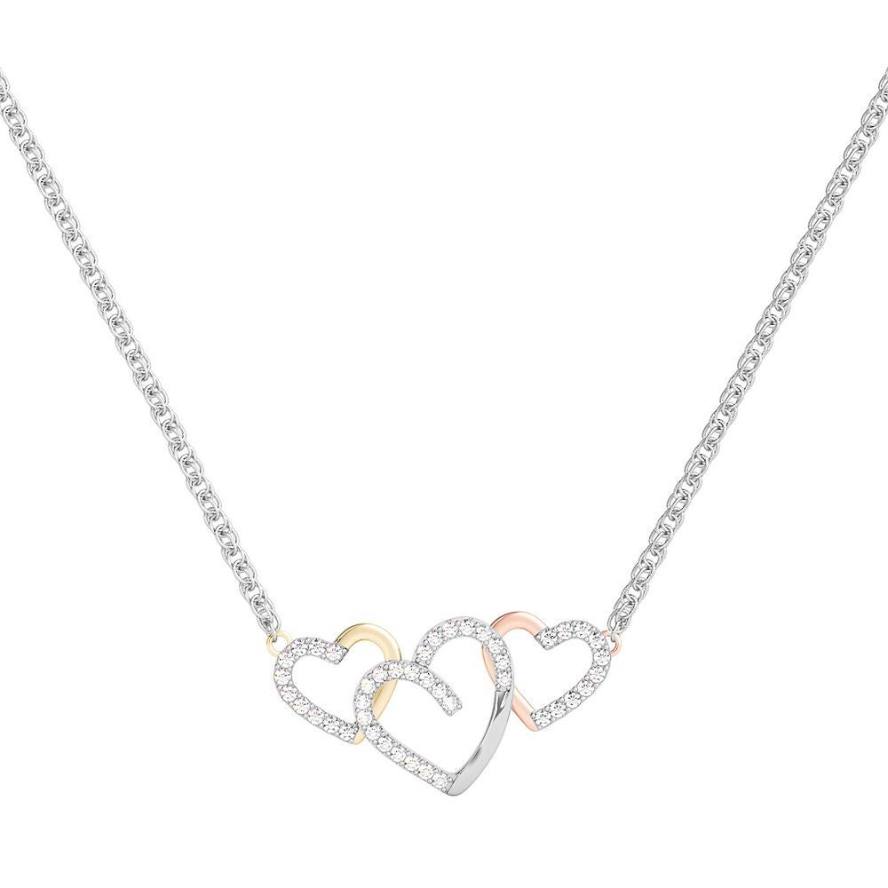 1/7 ct. tw. Diamond Tricolor Heart Pendant in Sterling Silver & 10K Gold