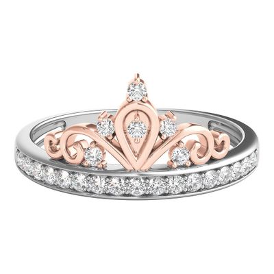 Diamond Tiara Ring Sterling Silver & 10K Rose Gold (1/5 ct. tw.)