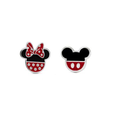 Mickey & Minnie Mouse Stud Earrings in Sterling Silver