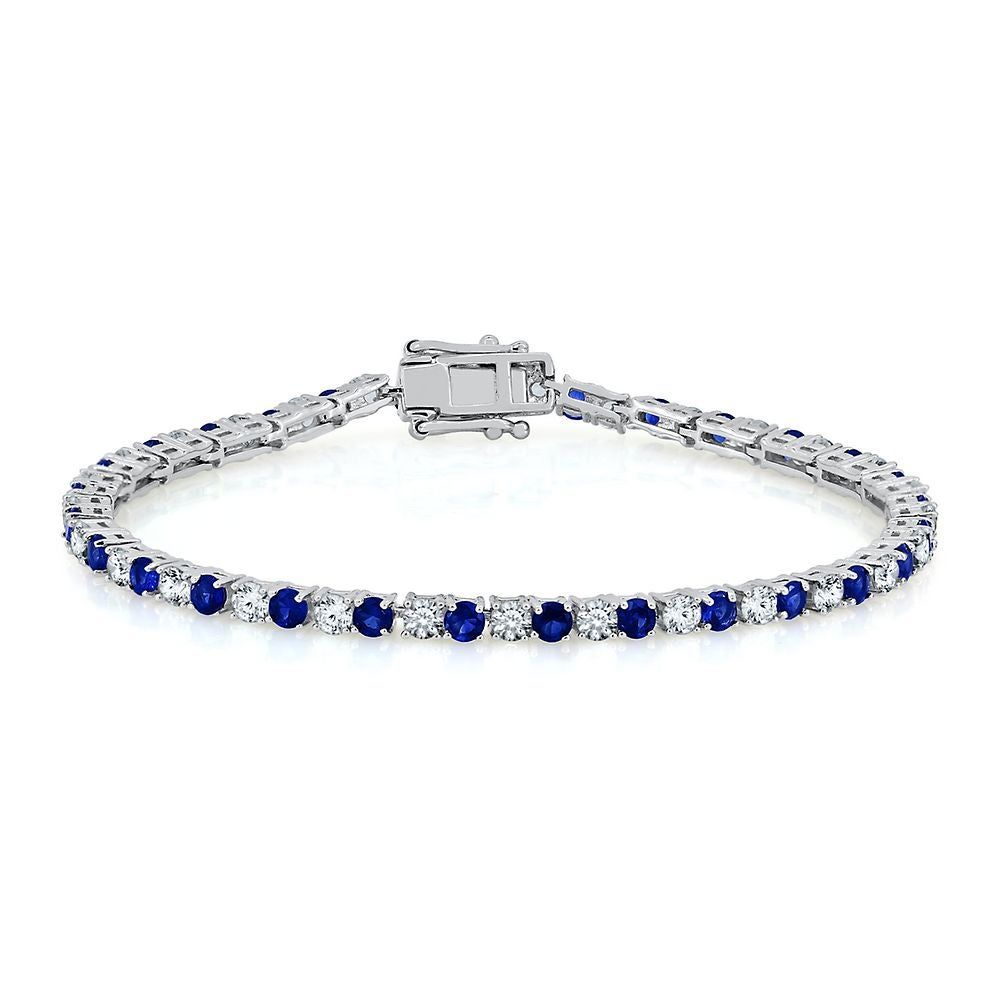 Lab-Created Blue & White Sapphire Bracelet in Sterling Silver