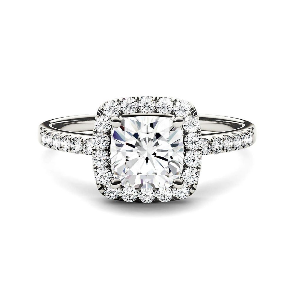 Moissanite Cushion-Cut Halo Ring 14K White Gold (1 3/8 ct. tw.)