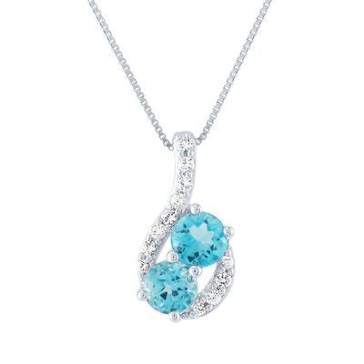 Exclusively Us® Blue Topaz & Lab-Created White Sapphire Pendant in Sterling Silver