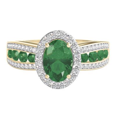 Emerald & 1/4 ct. tw. Diamond Ring 10K Yellow Gold