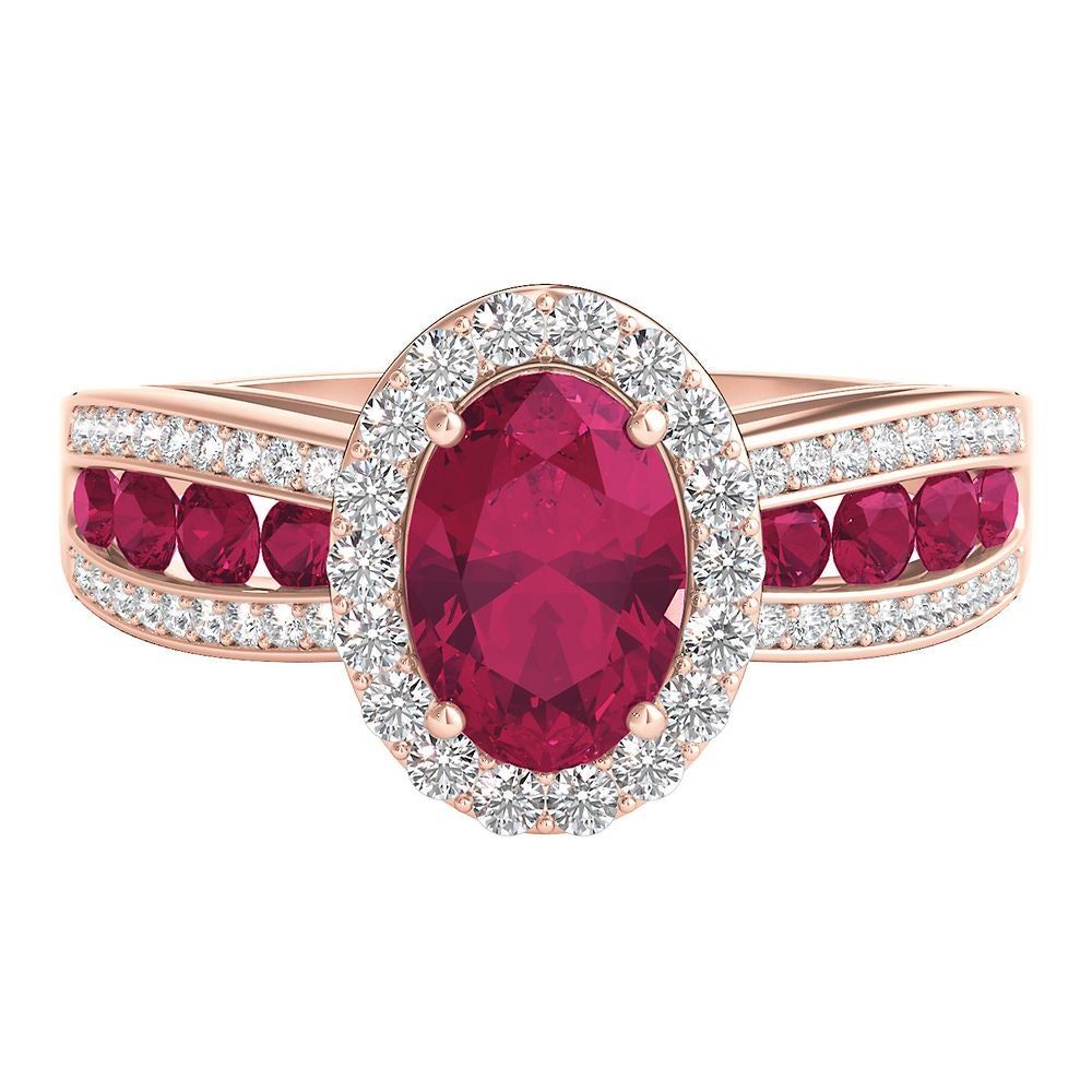 Ruby & 1/4 ct. tw. Diamond Ring 10K Rose Gold