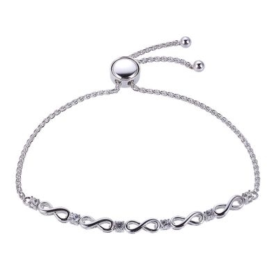 Lab-Created White Sapphire Infinity Bolo Bracelet in Sterling Silver