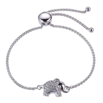 Lab-Created White Sapphire Elephant Bolo Bracelet in Sterling Silver