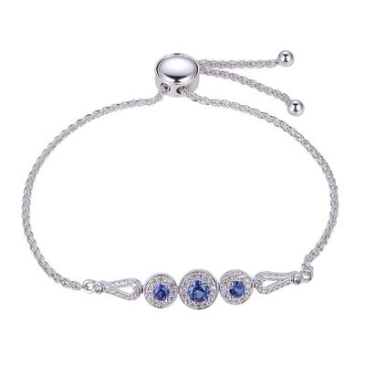 Lab-Created Blue & White Sapphire Bolo Bracelet in Sterling Silver