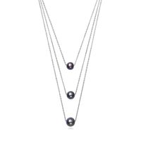 Black Freshwater Cultured Pearl Necklace in Sterling Silver
