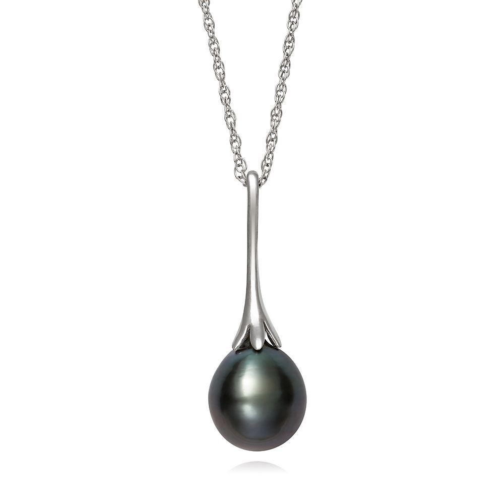 Tahitian Cultured Pearl Pendant & Drop Earring Set in Sterling Silver