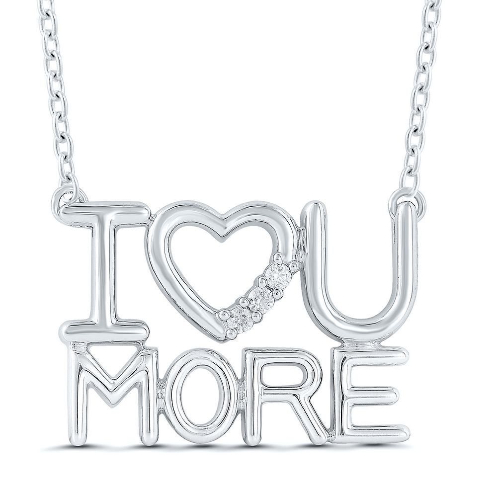 Diamond I ♥ U More Necklace in Sterling Silver