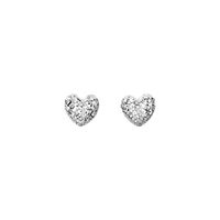 Diamond Cut Heart Stud Earrings in 14K White Gold