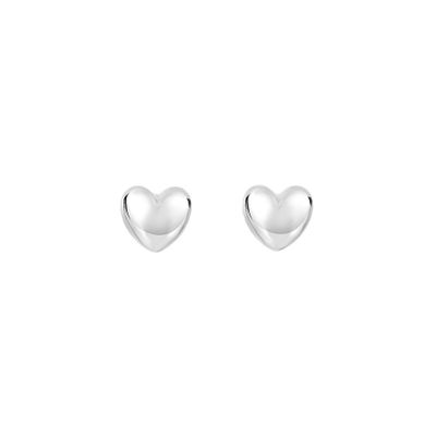 Heart Stud Earrings in 14K White Gold