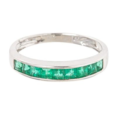 Emerald Ring in 10K White Gold