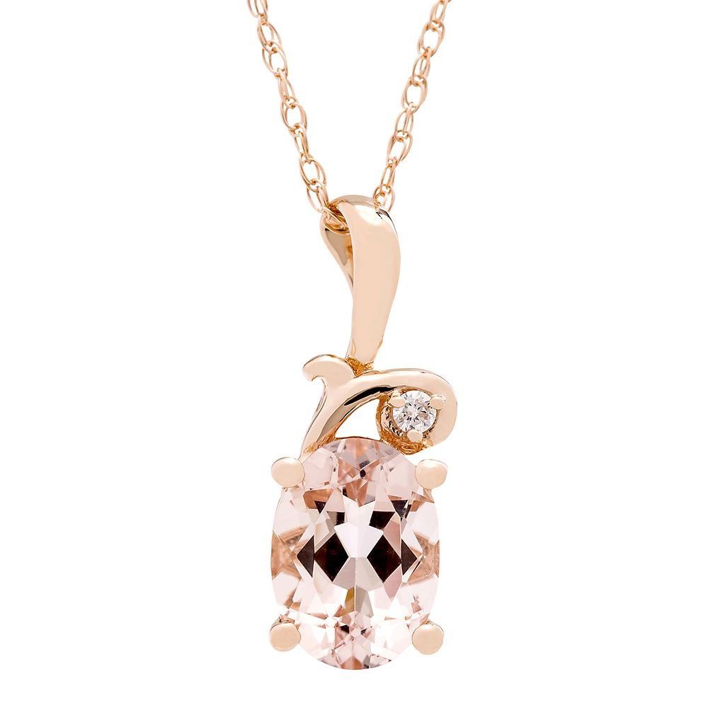 Morganite & Diamond Pendant in 10K Rose Gold