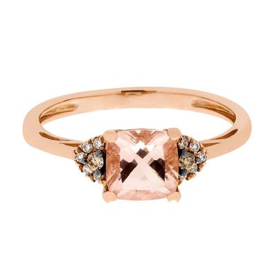 Morganite, Champagne & White Diamond Ring in 10K Rose Gold