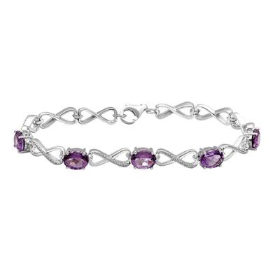 Amethyst & Lab-Created White Sapphire Infinity Bracelet in Sterling Silver