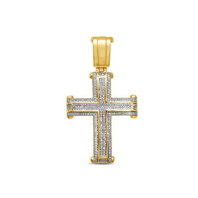 Men's / ct. tw. Diamond Cross Pendant in 10K Yellow Gold