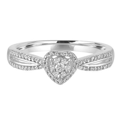 1/7 ct. tw. Diamond Heart Promise Ring Sterling Silver