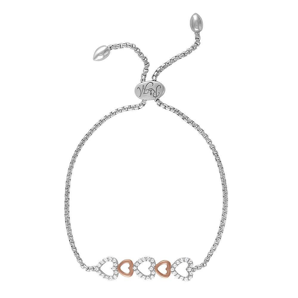 Rhythm & Muse™ Lab-Created White Sapphire Heart Bolo Bracelet in 14K Rose Gold over Sterling Silver