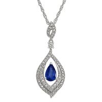 Blue Sapphire & 1/5 ct. tw. Diamond Pendant in 10K White Gold