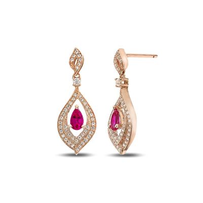 Ruby & 1/3 ct. tw. Diamond Earrings in 10K Rose Gold