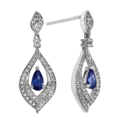 Sapphire & 1/3 ct. tw. Diamond Earrings in 10K White Gold