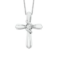 Diamond Cross Pendant in 10K White Gold