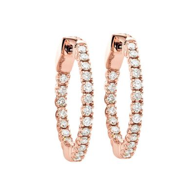 1/ ct. tw. Diamond Hoop Earrings in 14K Rose Gold