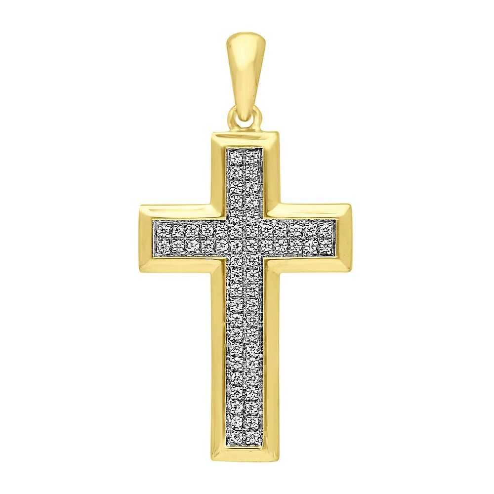 ct. tw. Diamond Cross Charm in 10K Yellow Gold