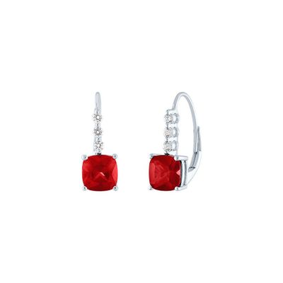 Lab-Created Ruby & White Sapphire Drop Earrings in Sterling Silver