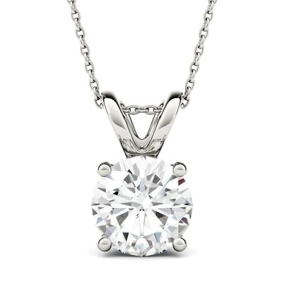 ct. tw. Moissanite Solitaire Pendant in 14K Gold