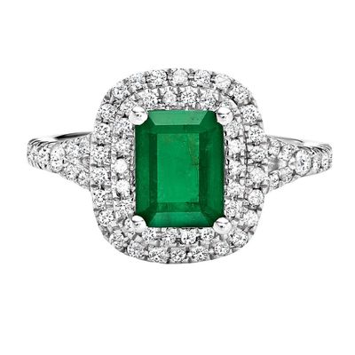 Emerald & 1/2 ct. tw. Diamond Ring 10K White Gold