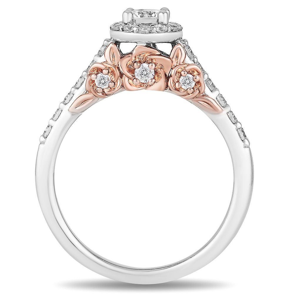 Enchanted Disney Belle 3/4 ct. tw. Diamond Engagement Ring 14K White & Rose Gold