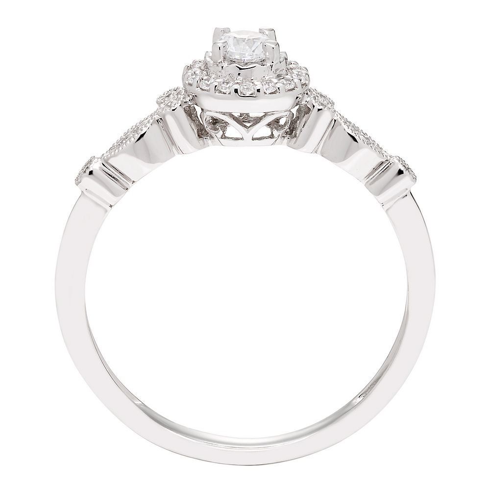 1/7 ct. tw. Diamond Halo Promise Ring 10K White Gold