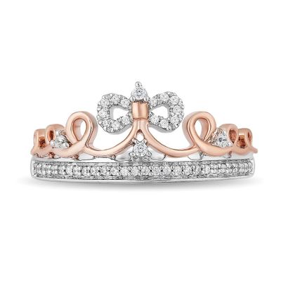 Enchanted Disney Snow White 1/7 ct. tw. Diamond Tiara Ring Sterling Silver & 10K Rose Gold