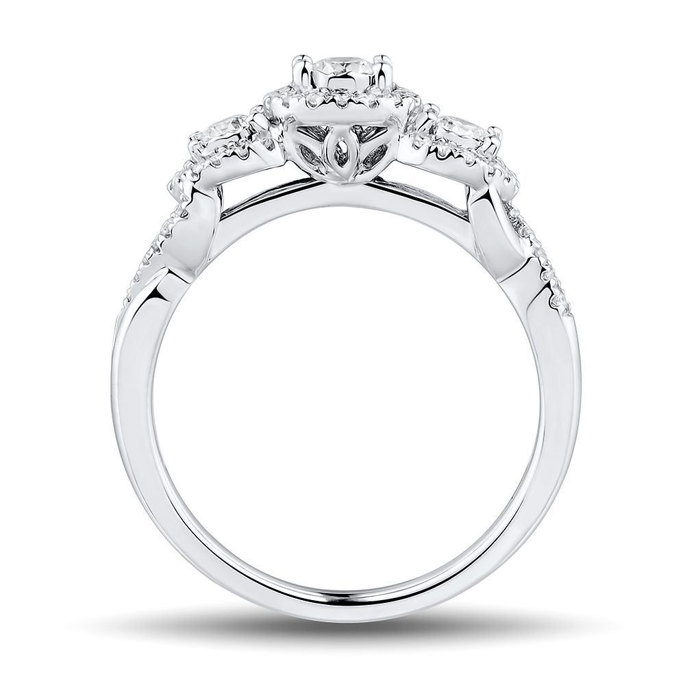 1/2 ct. tw. Diamond Three-Stone Ring 10K White Gold