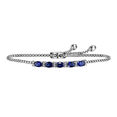 Rhythm & Muse™ Lab-Created Blue & White Sapphire Bolo Bracelet in Sterling Silver