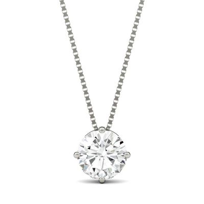 Round Moissanite Solitaire Pendant in 14k white gold (1 ct.)