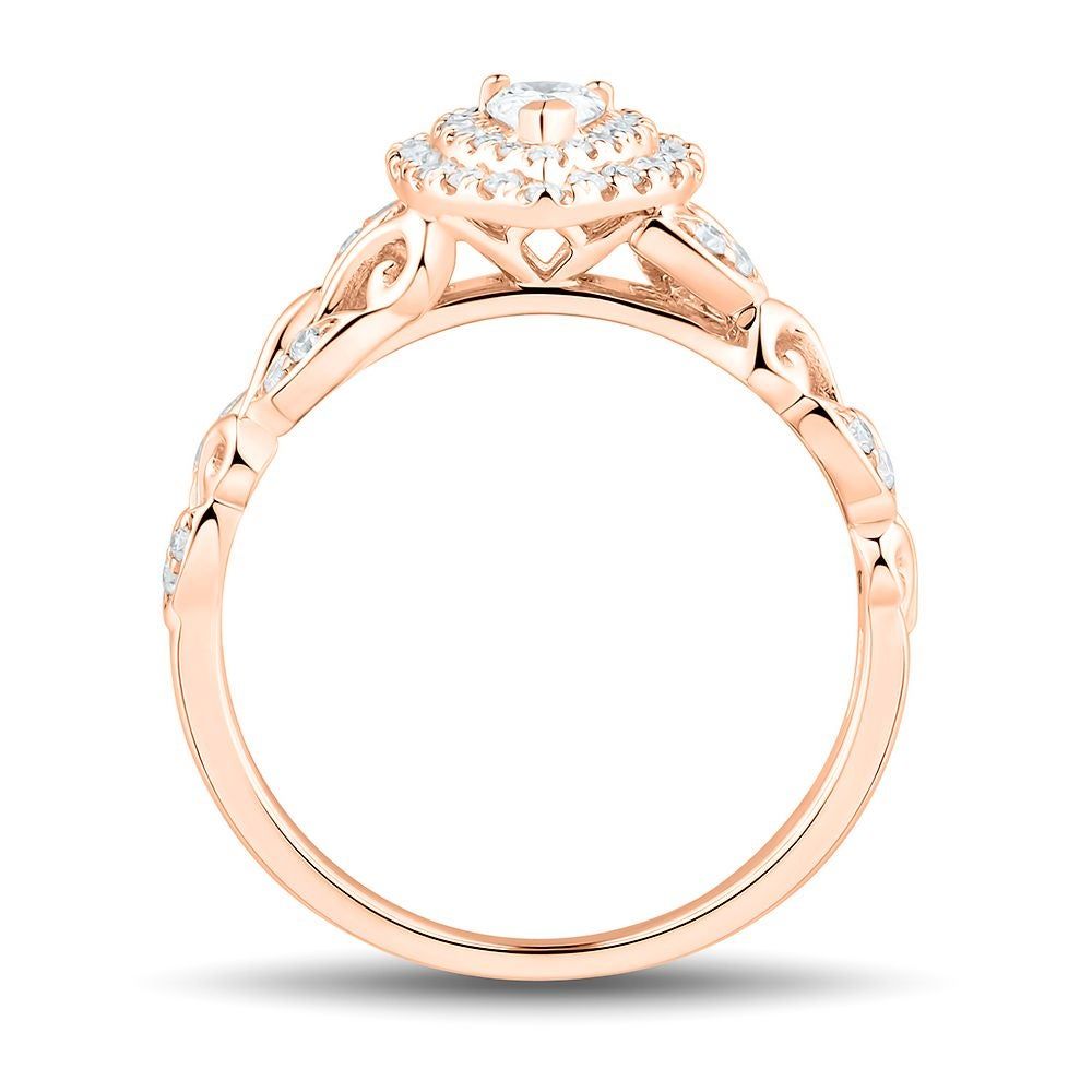 1/2 ct. tw. Diamond Halo Engagement Ring 14K Rose Gold