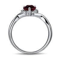 Lab-Created Ruby & Diamond Heart Ring Sterling Silver