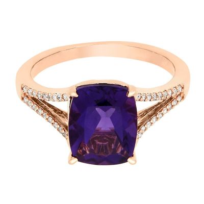 Amethyst & 1/8 ct. tw. Diamond Ring 10K Rose Gold