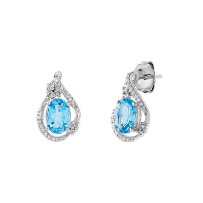 Blue Topaz & 1/10 ct. tw. Diamond Earrings in Sterling Silver