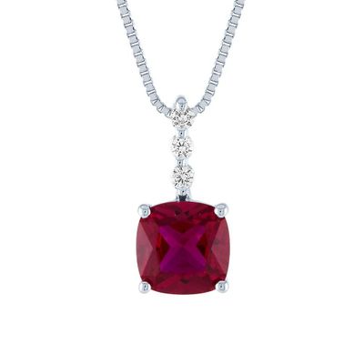 Lab-Created Ruby & White Sapphire Pendant in Sterling Silver