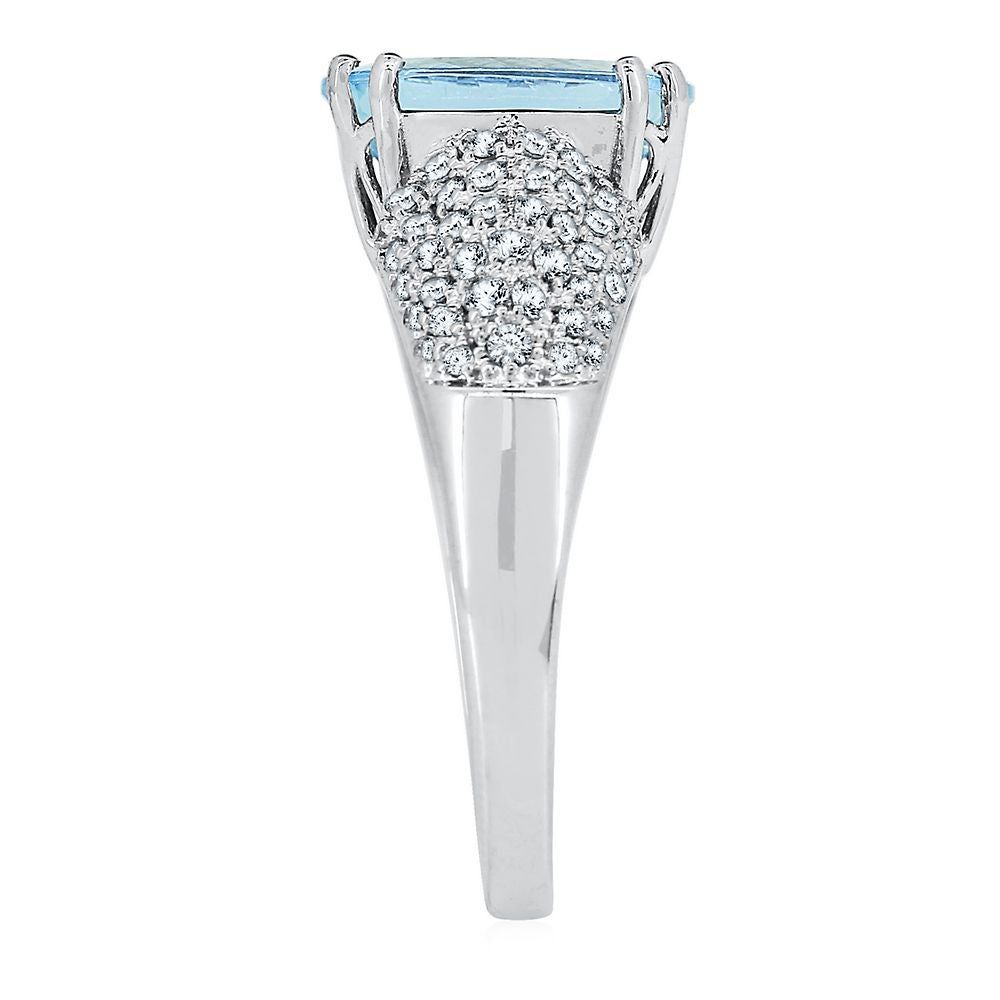 Helzberg Limited Edition® Aquamarine & 1/2 ct. tw. Diamond Ring 14K White Gold
