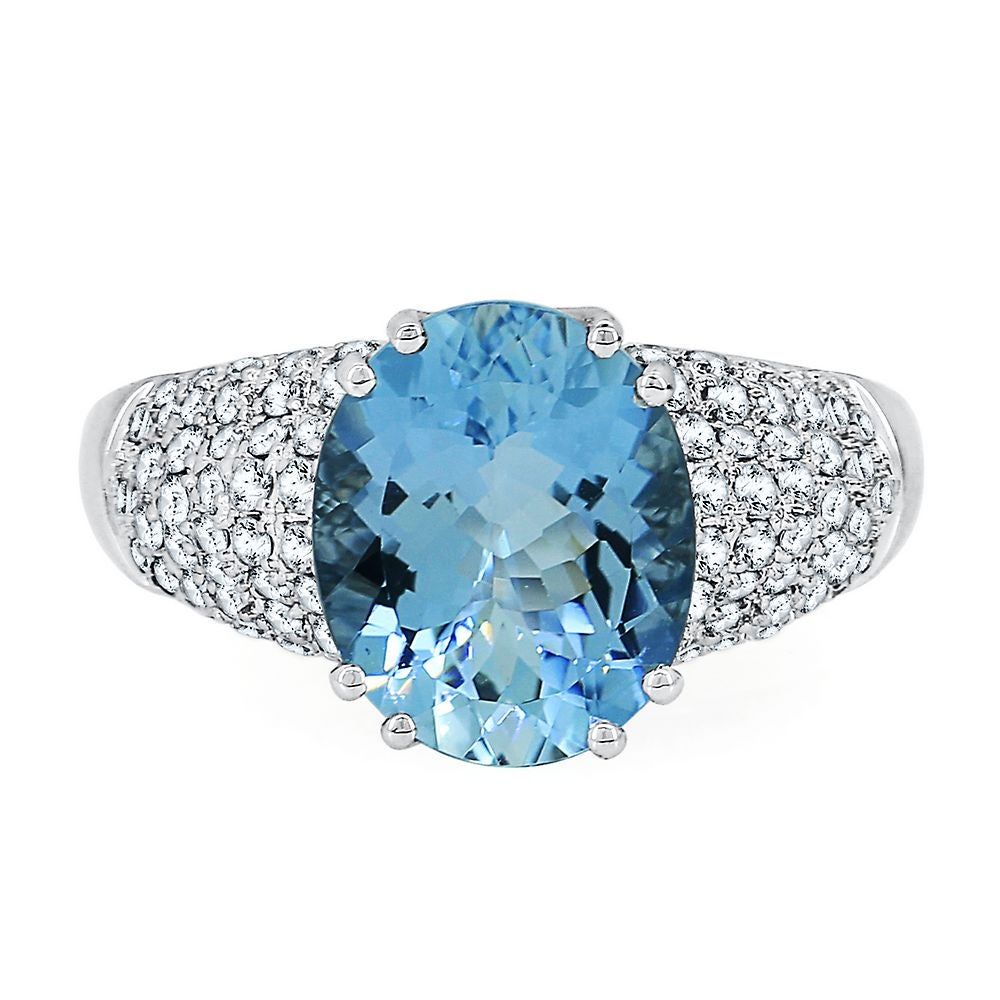 Helzberg Limited Edition® Aquamarine & 1/2 ct. tw. Diamond Ring 14K White Gold