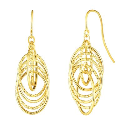 Oval Dangle Earrings in 14K Yellow Gold